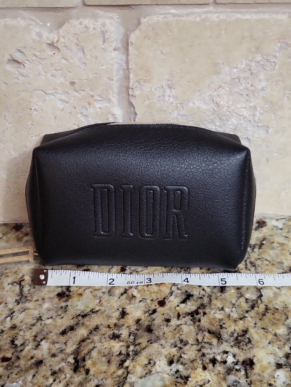 Dior Black Embossed Small Cosmetic Pouch - Picture 8 of 10